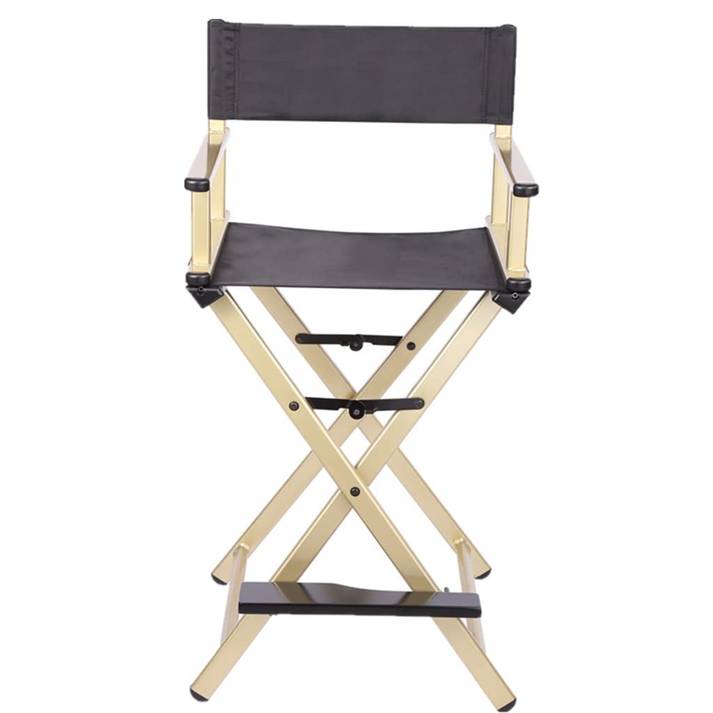 Portable Aluminum Makeup Chair Foldable Director Seat with Armrest Heavy Duty 300lb Capacity Black K773