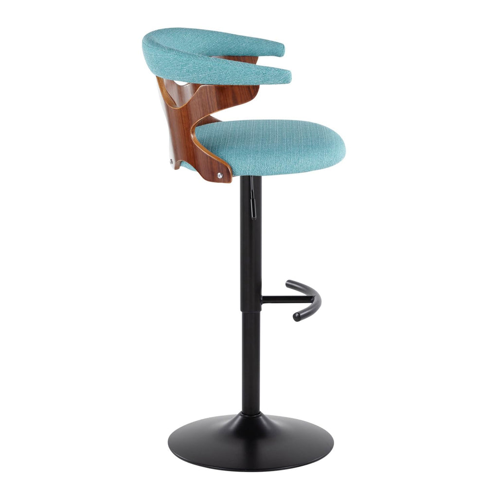 Adjustable Barstool with Metal Wood and Fabric 2-Piece Set Q73787