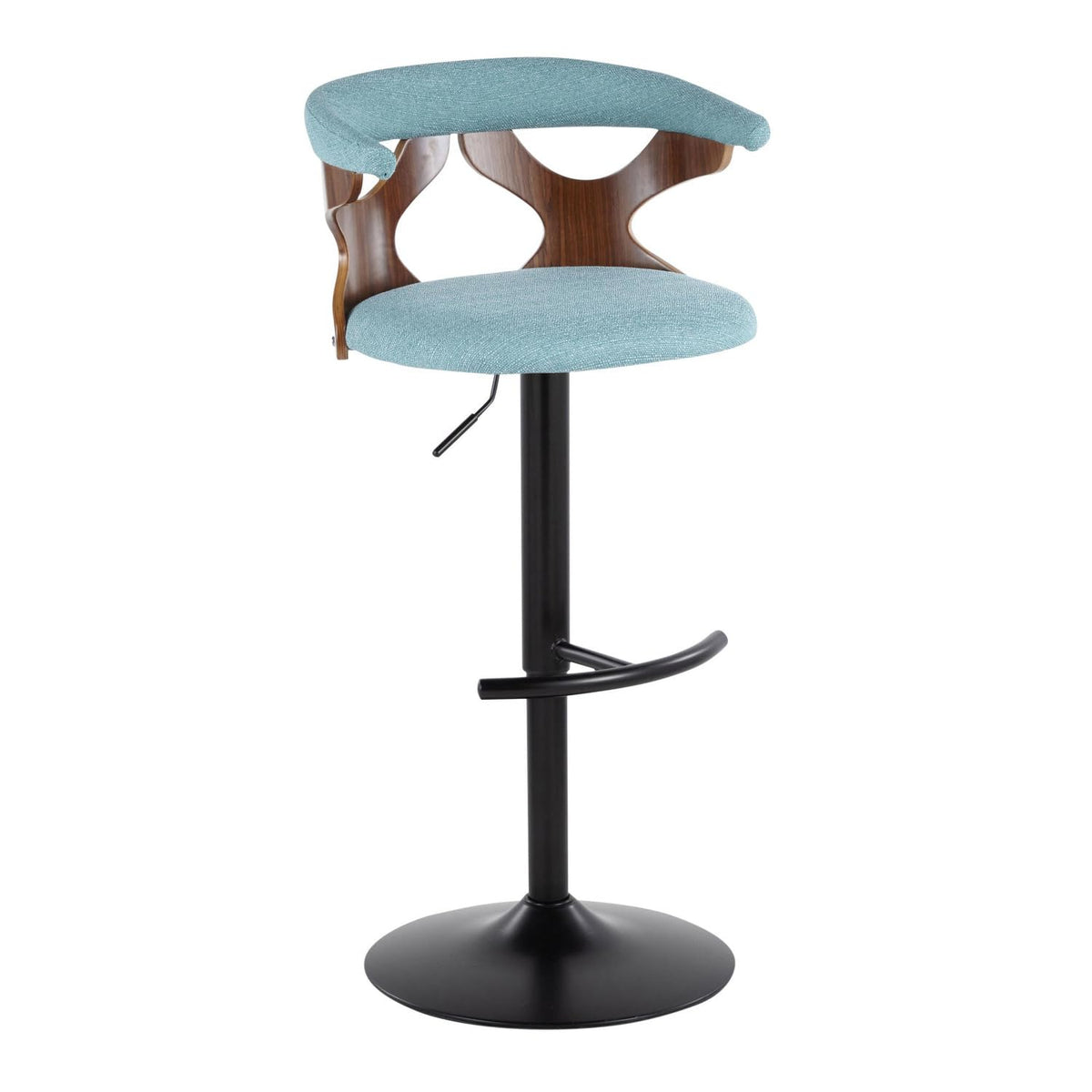 Adjustable Barstool with Metal Wood and Fabric 2-Piece Set Q73787