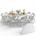 6 Ft Round Bi-Fold Folding Table with 10 Chairs N64008