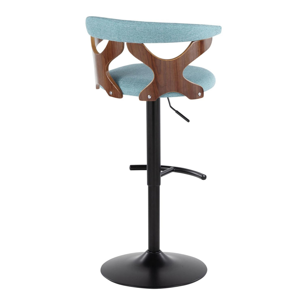 Adjustable Barstool with Metal Wood and Fabric 2-Piece Set Q73787