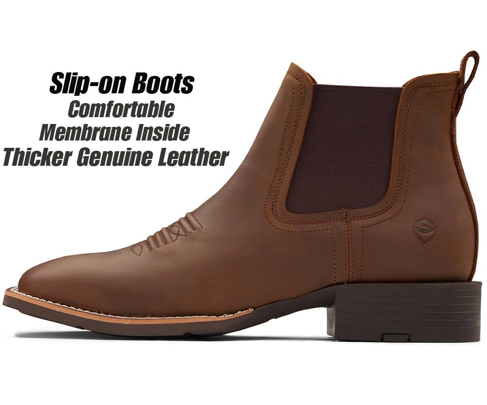 Slip-On Square Toe Western Boots Y468