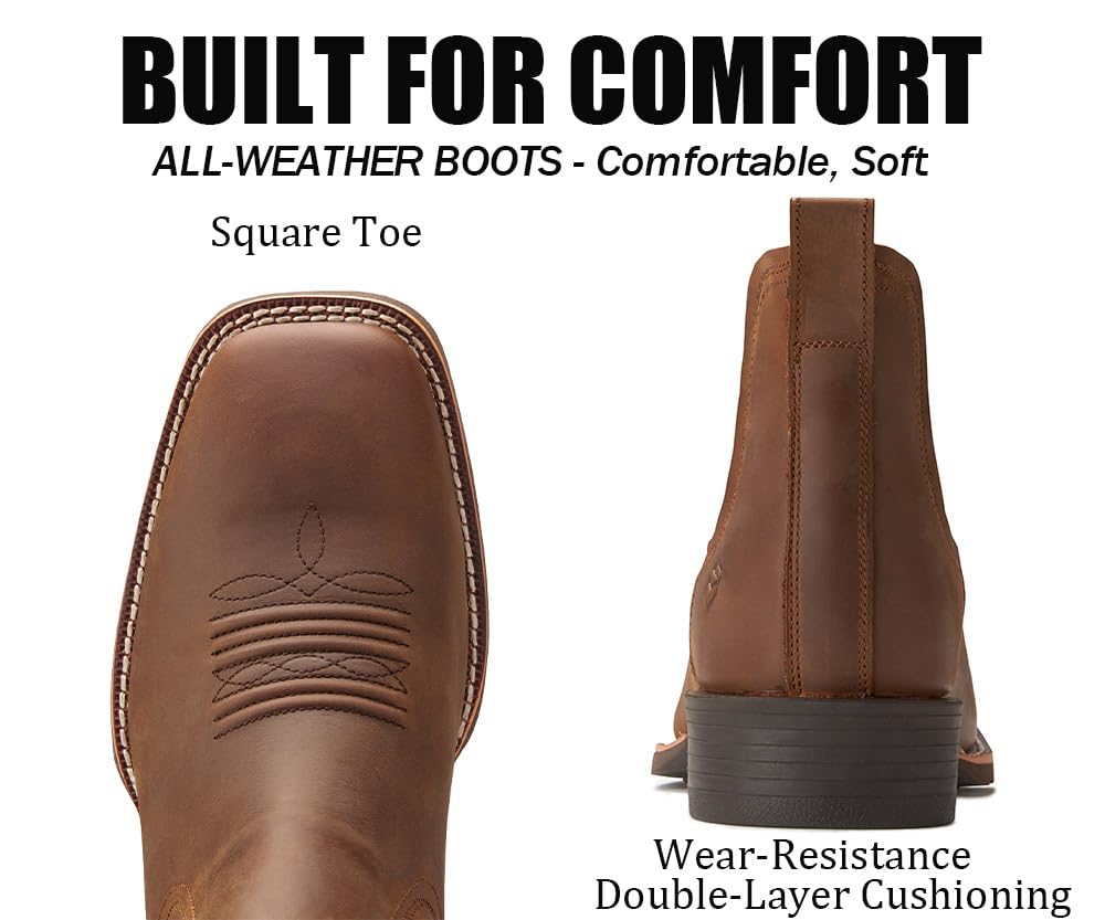Slip-On Square Toe Western Boots Y468