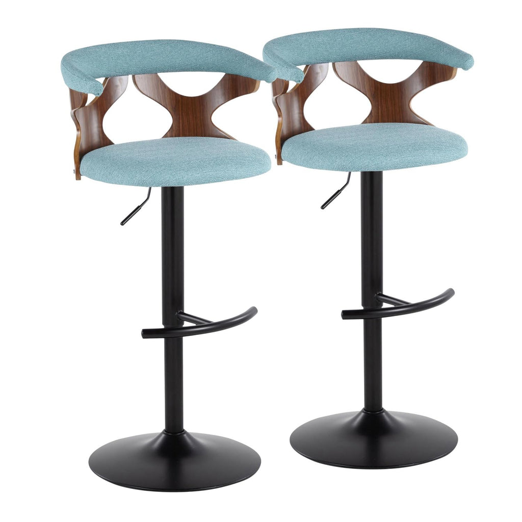 Adjustable Barstool with Metal Wood and Fabric 2-Piece Set Q73787