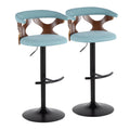 Adjustable Barstool with Metal Wood and Fabric 2-Piece Set Q73787