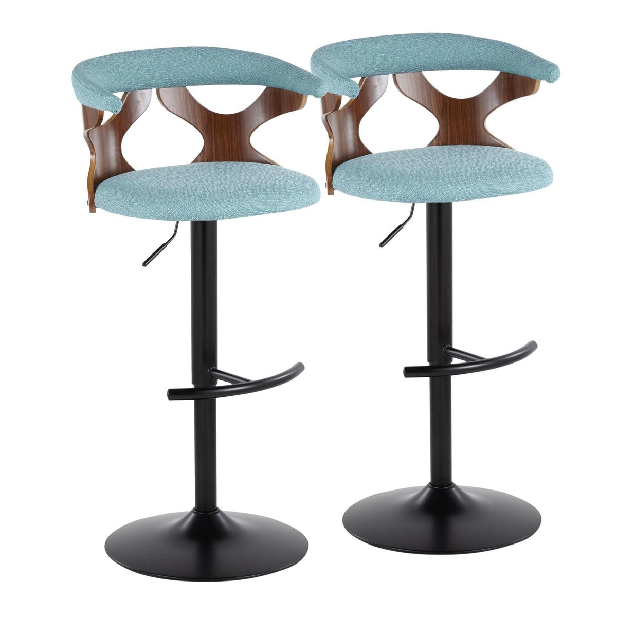 Adjustable Barstool with Metal Wood and Fabric 2-Piece Set Q73787