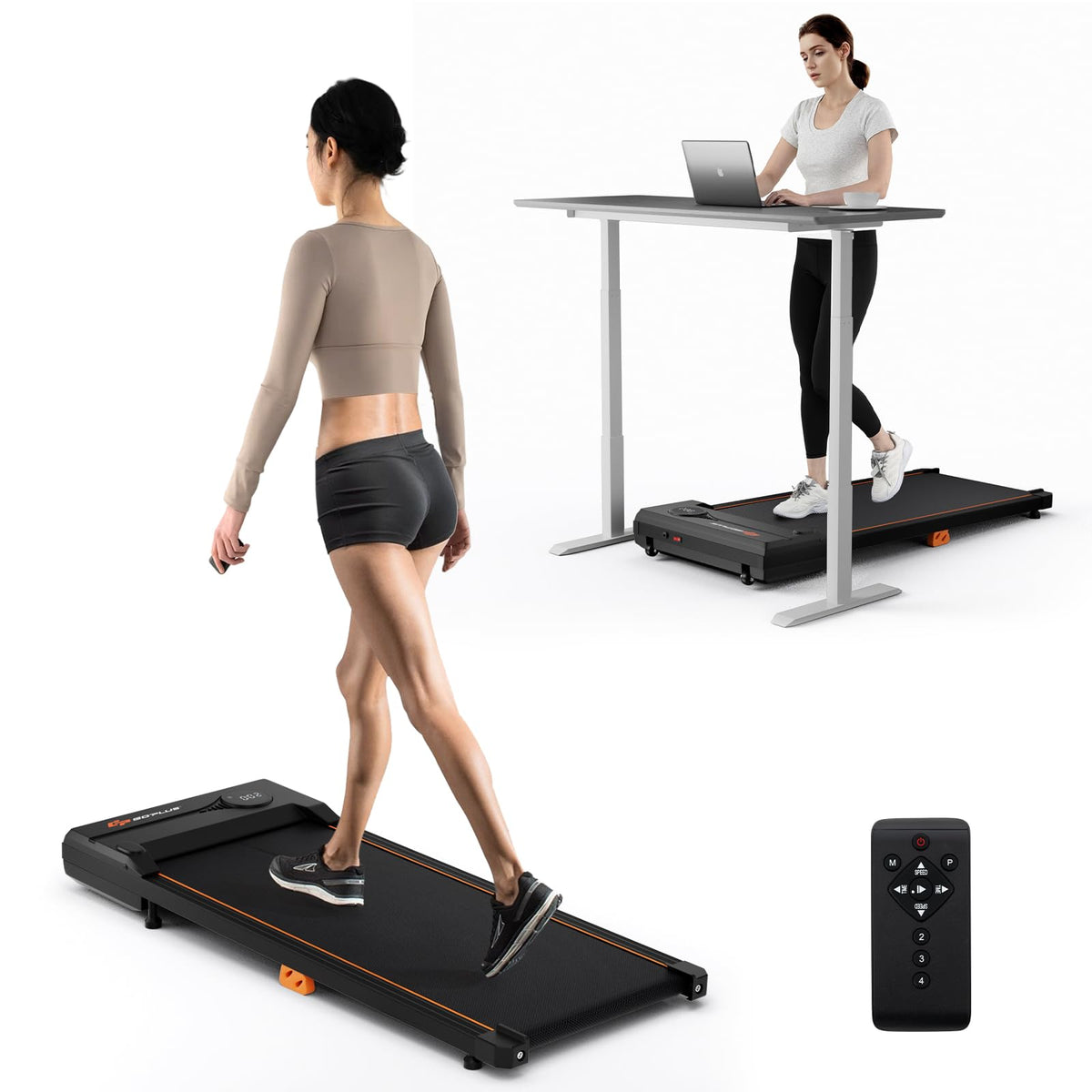 340 LBS Capacity Under Desk Treadmill with Remote Control Q5180
