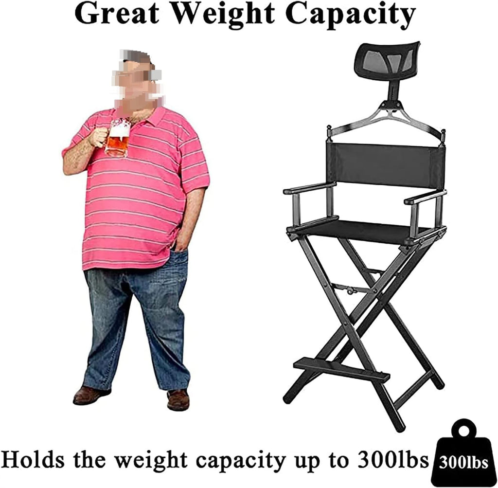 Portable Aluminum Makeup Chair Foldable Director Seat with Armrest Heavy Duty 300lb Capacity Black K773