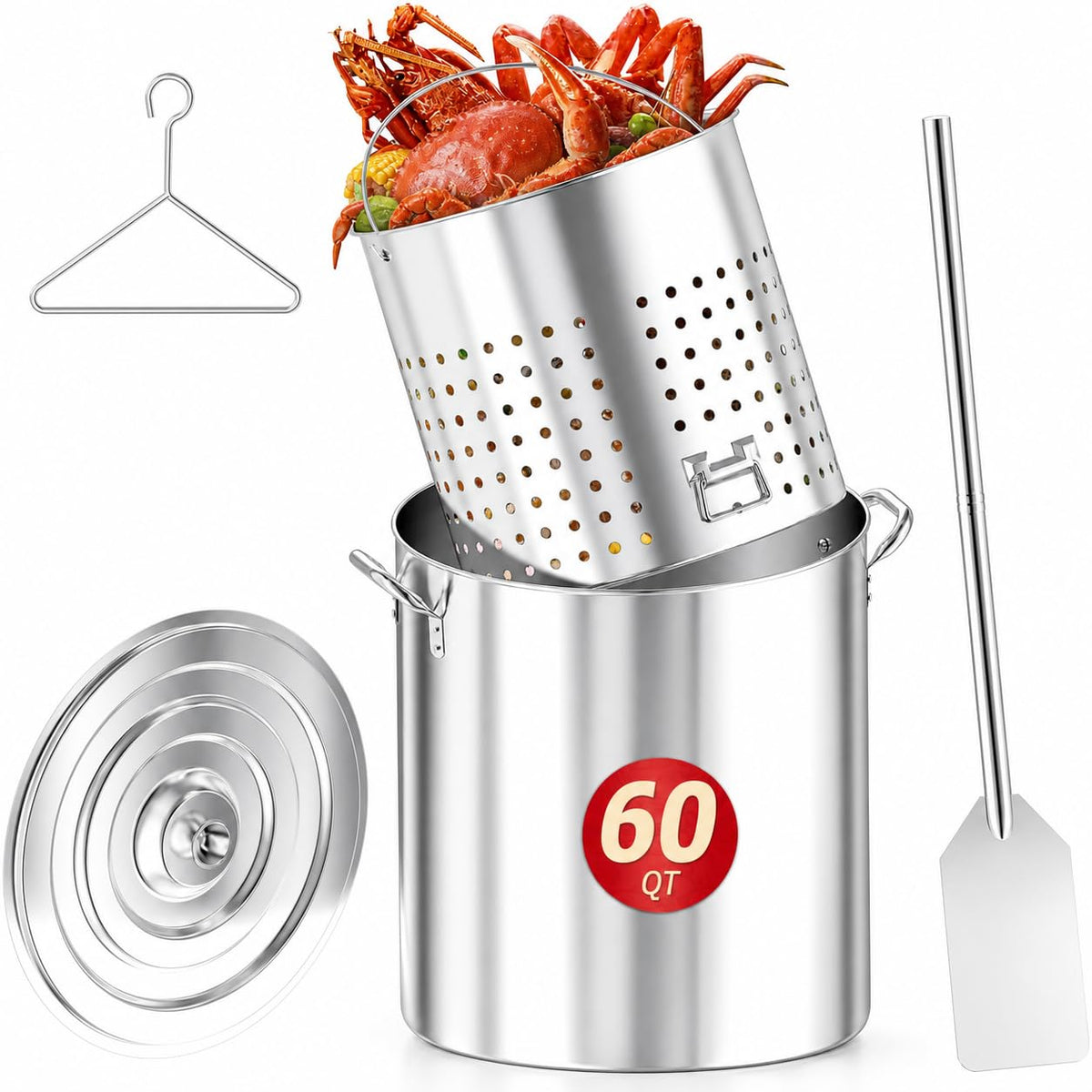 60QT Stainless Steel Stock Pot D671