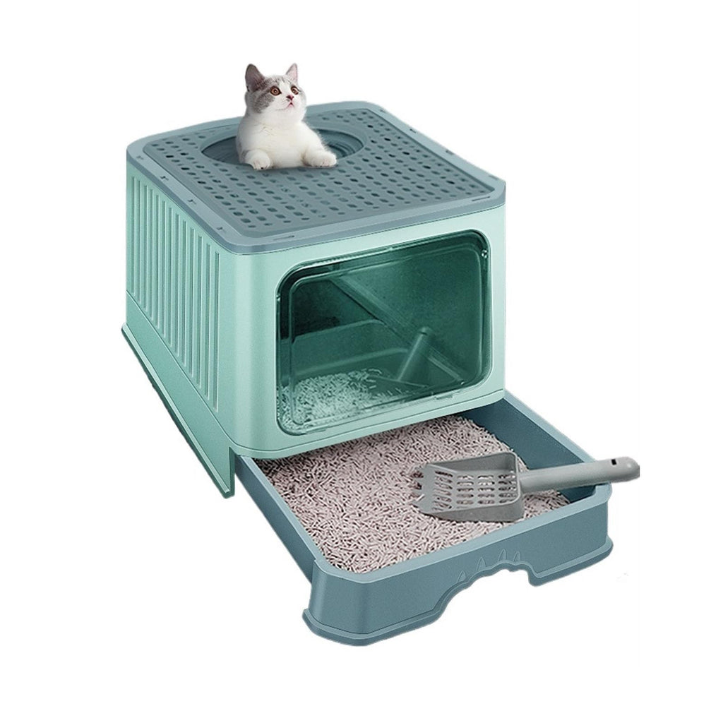 Enclosed Foldable Cat Litter Box with Lid D28133