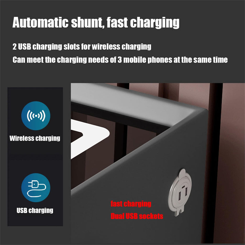 Pink 3 Drawer LED Nightstand with Wireless Charging M5316