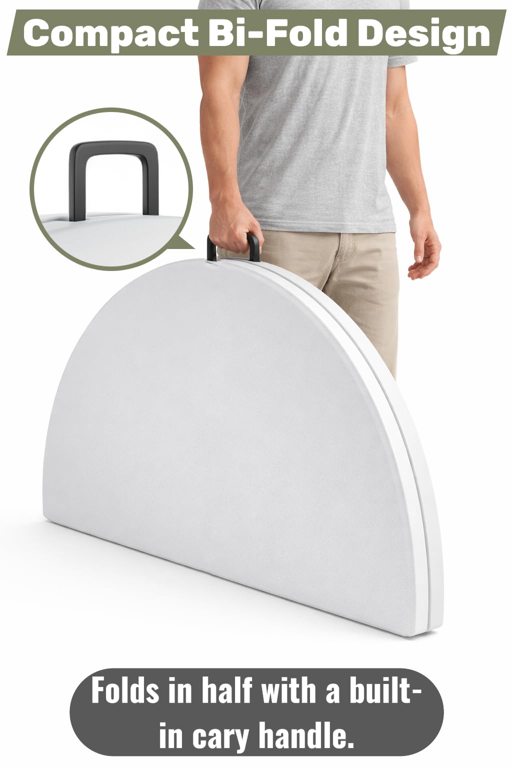 6 Ft Round Bi-Fold Folding Table with 10 Chairs N64008