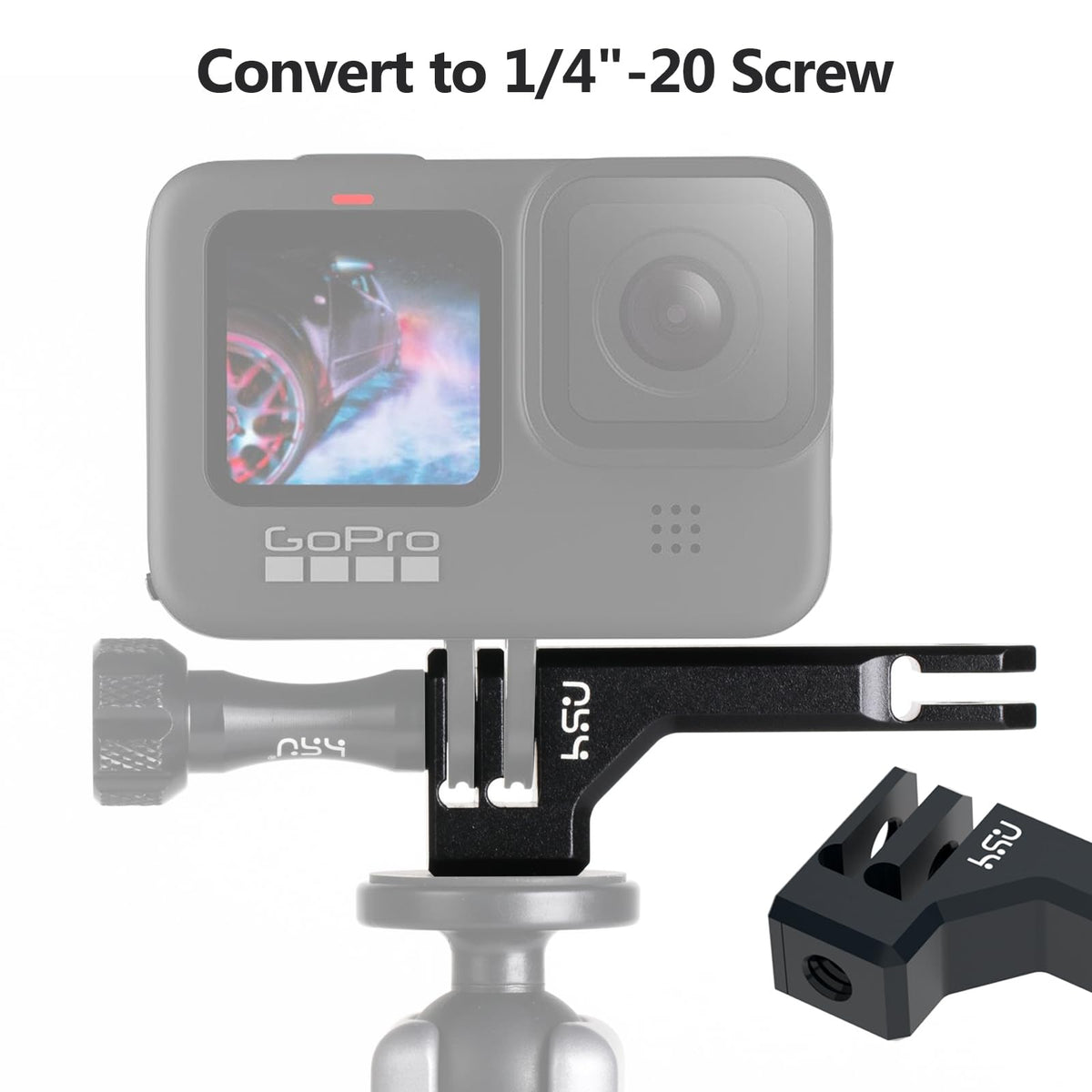Aluminum Vertical Bracket Adapter with 1/4"- 20 Hole for Action Cameras Y9317