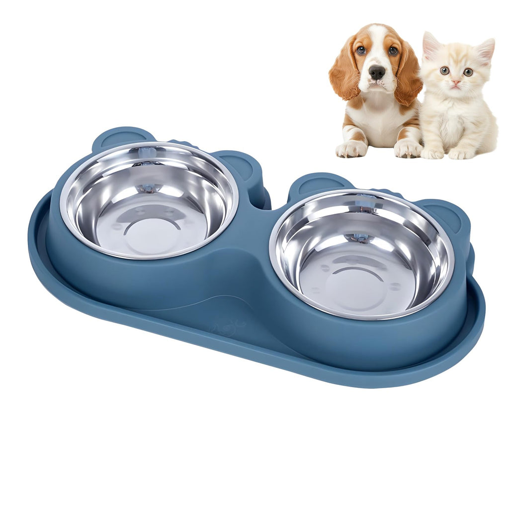Stainless Steel Double Pet Bowls with Non-Slip Base K2765