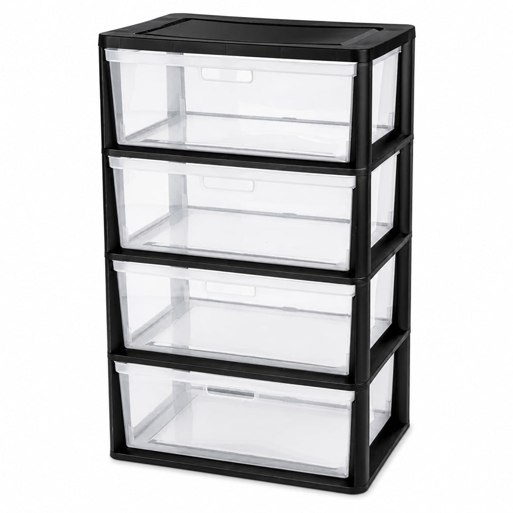 Wide 4 Drawer Plastic Storage Tower Organizer S946