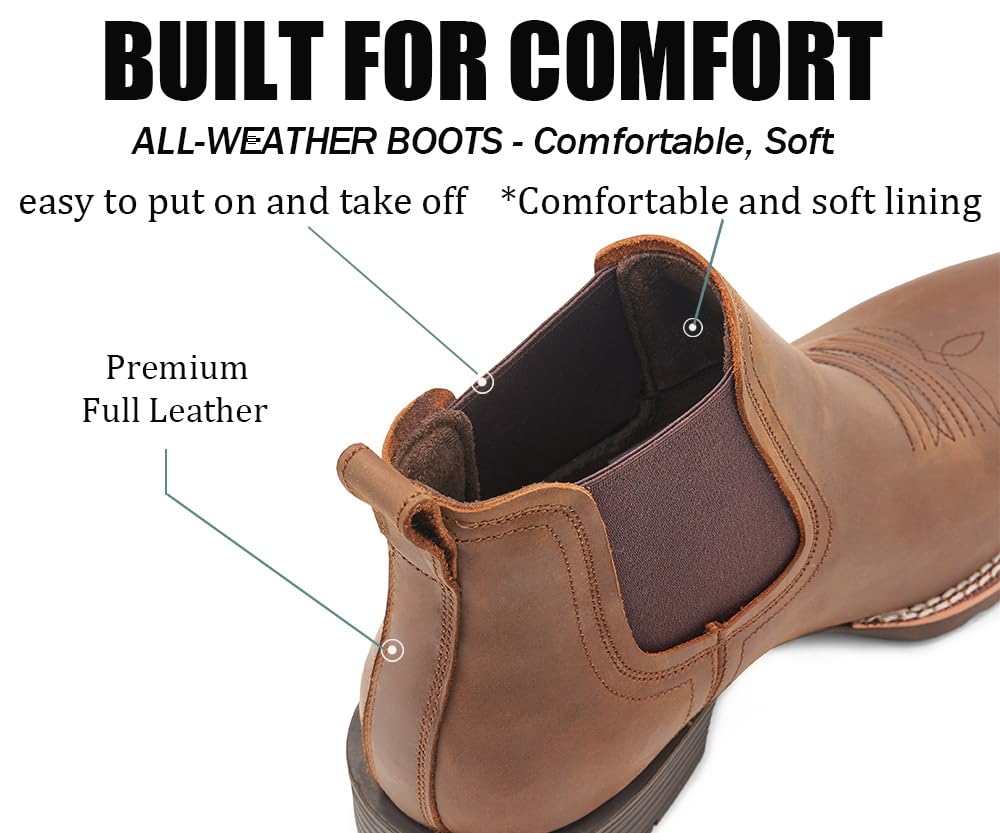 Slip-On Square Toe Western Boots Y468