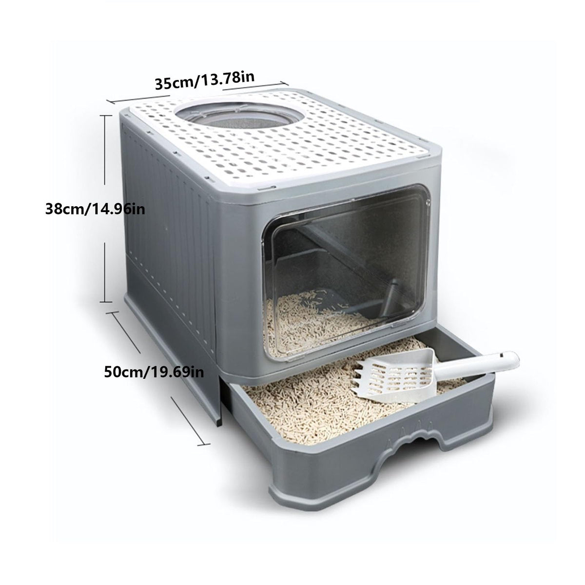 Enclosed Foldable Cat Litter Box with Lid D28133