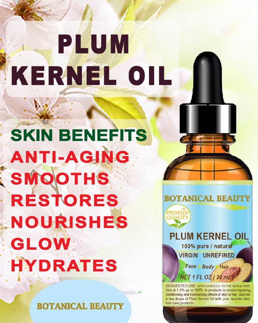 100% Pure Natural Virgin Unrefined Cold Pressed Plum Kernel Oil 1 oz S302