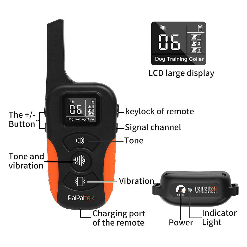 Vibration Collar with Controller for 2 Dogs, 3300ft Waterproof J3644