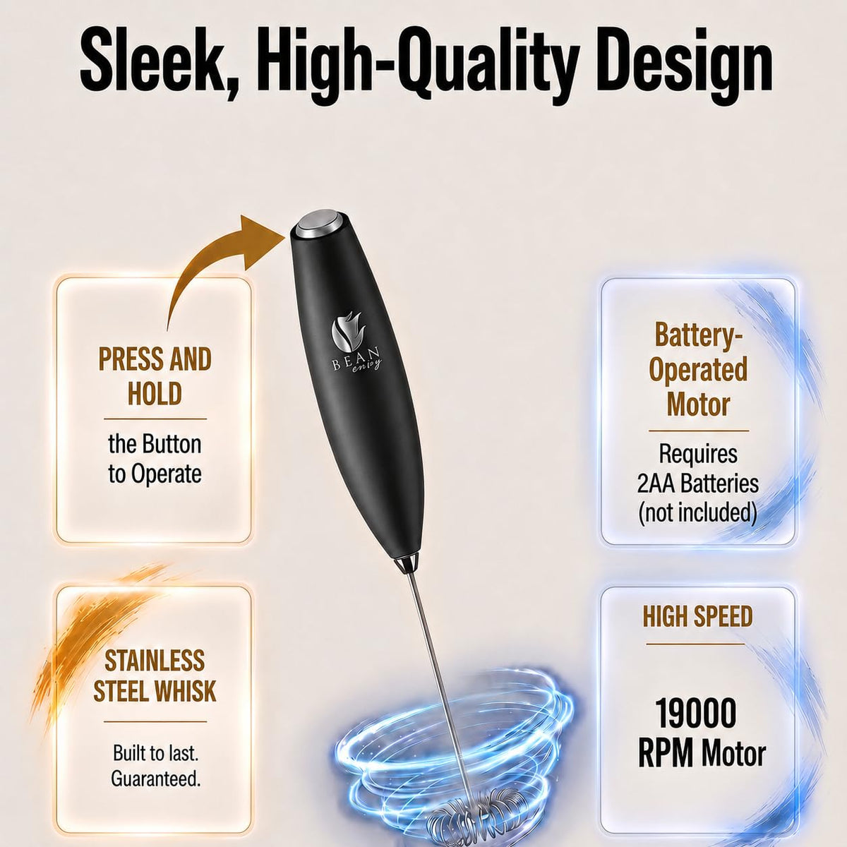Black Handheld Milk Frother M1901