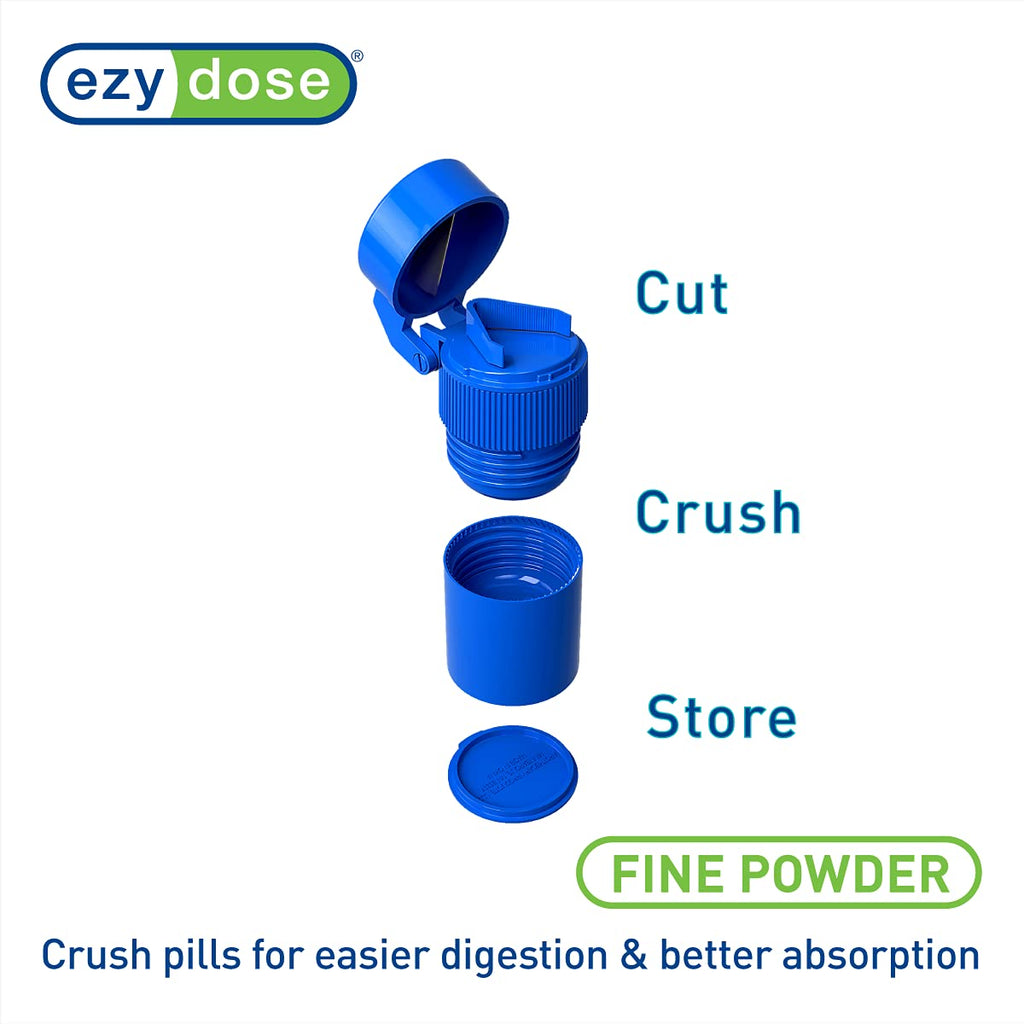 3 Compartment Pill Crusher, Cutter & Grinder with Drinking Cup, Blue I209713
