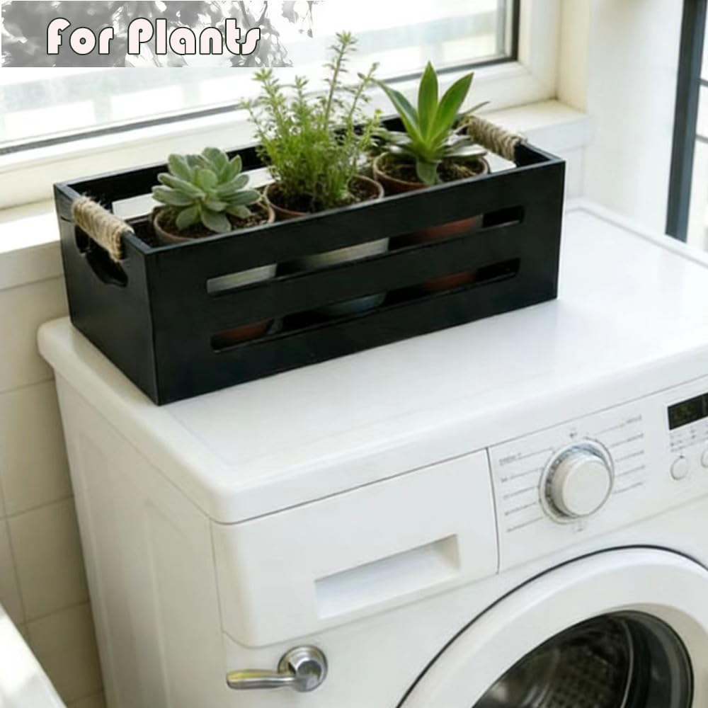 2 Pack Wooden Bathroom Storage Crates with Rope Handles U74975