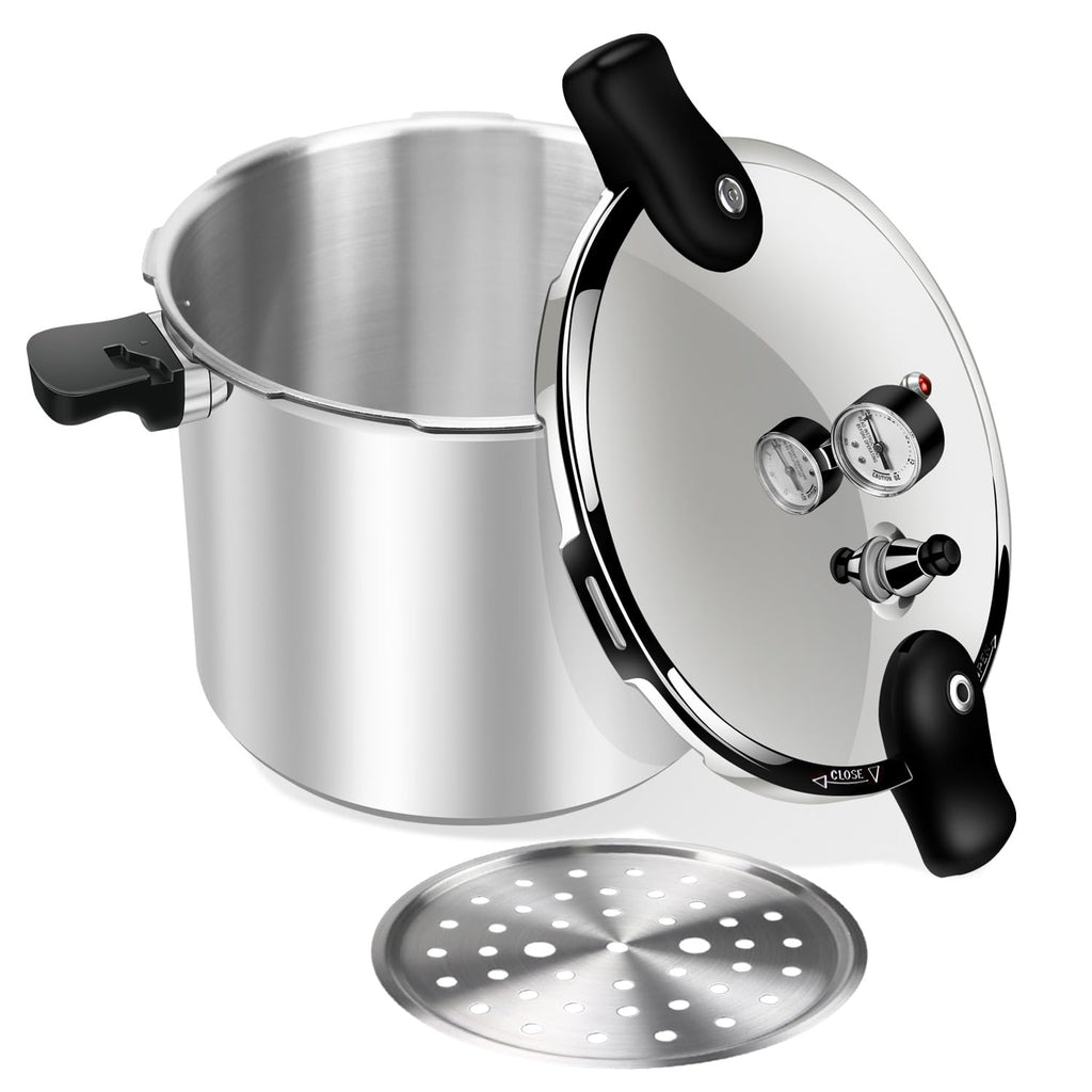 23-24QT Aluminum Pressure Cooker with Pressure Gauge I7047