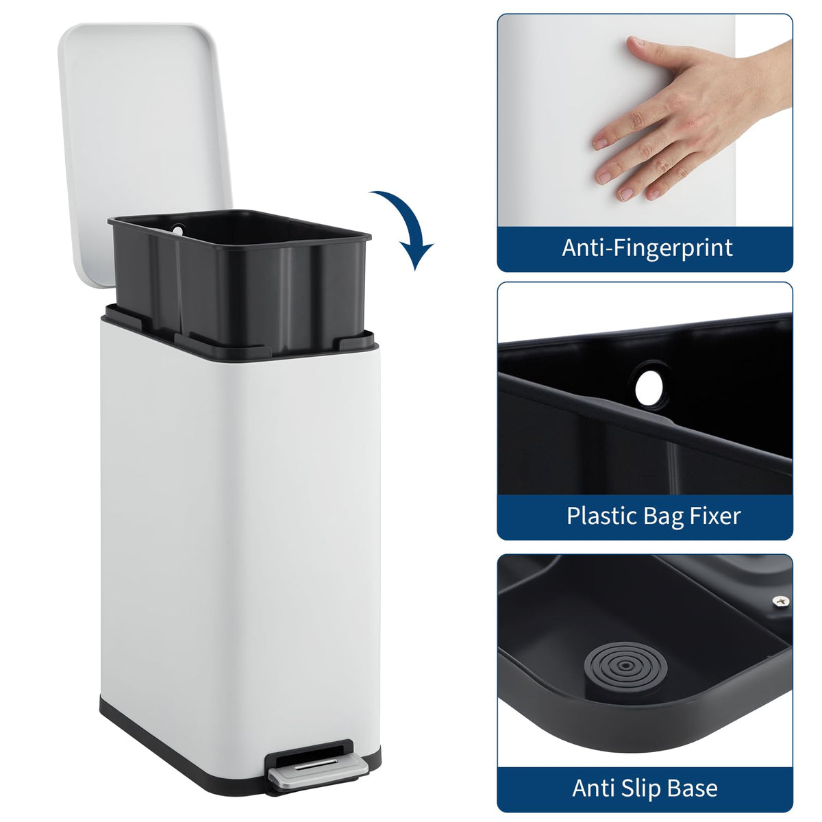 13.2 Gallon Slim Stainless Steel Trash Can U61936
