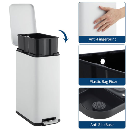 13.2 Gallon Slim Stainless Steel Trash Can U61936