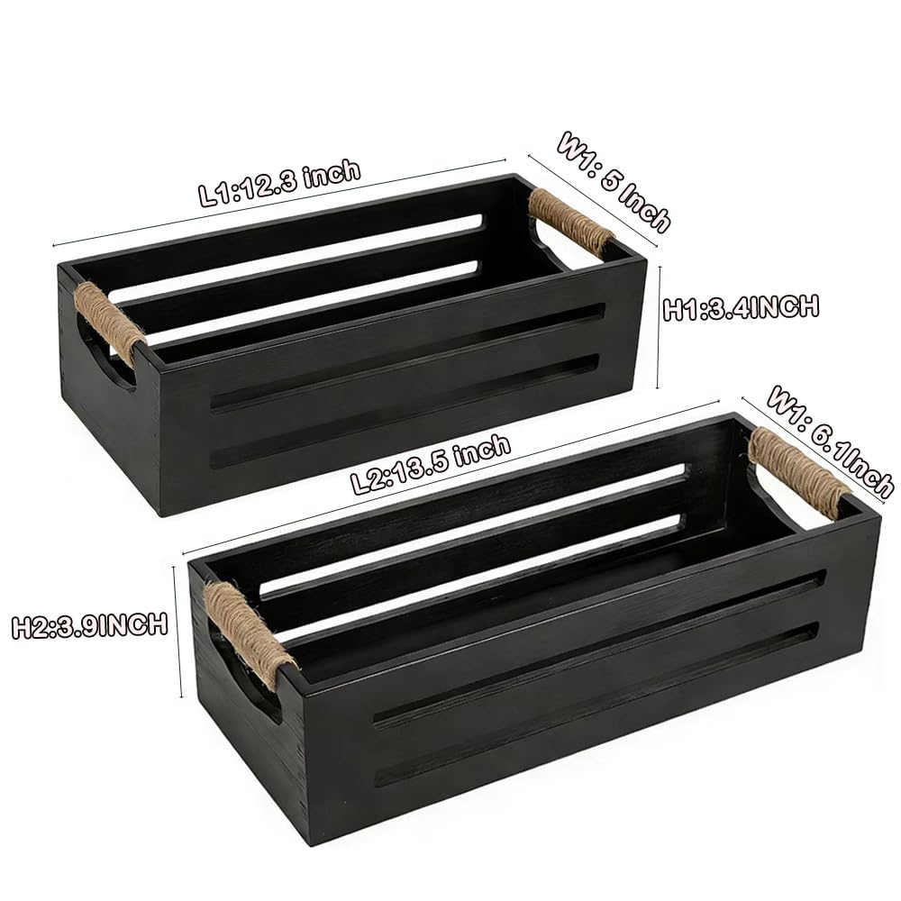 2 Pack Wooden Bathroom Storage Crates with Rope Handles U74975