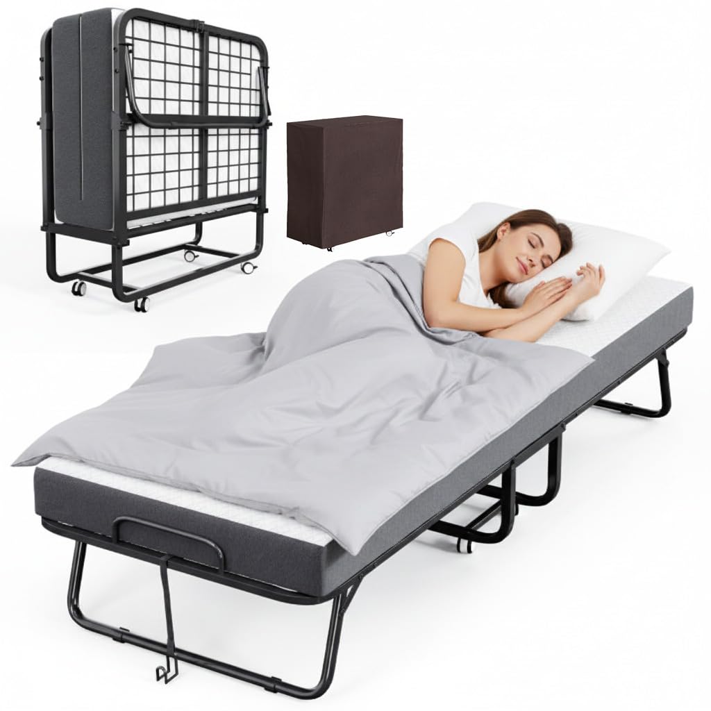 Folding Bed with Mattress 75 x 31 Inch Twin Size S28874