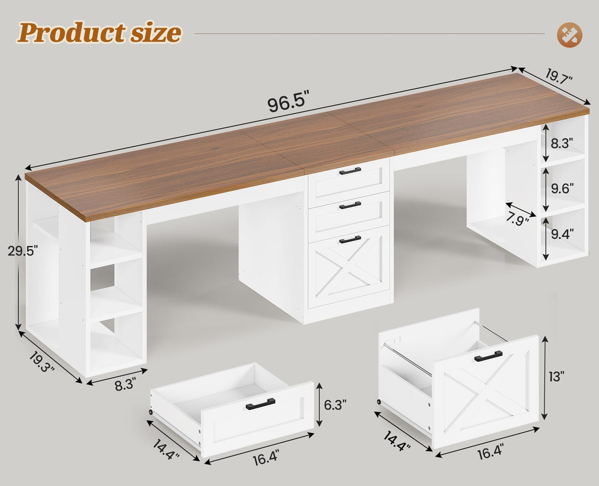 96.5" 2 Person Computer Desk with Storage Drawers G552157