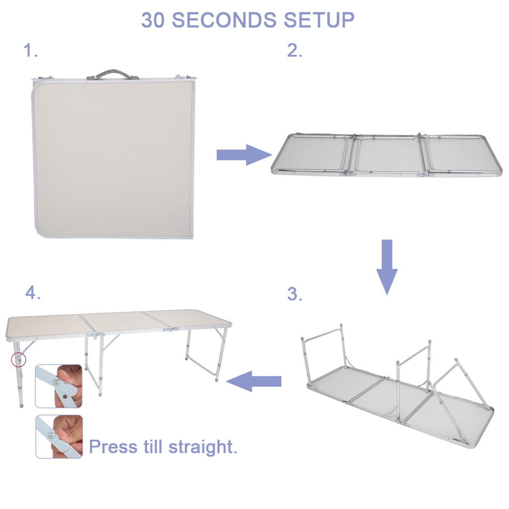 6ft Foldable Portable Table with Handle O774710