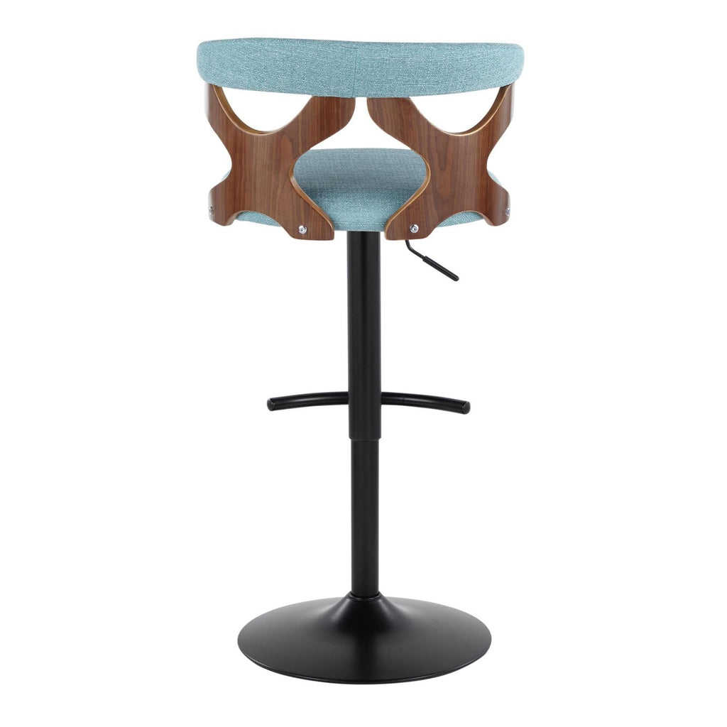 Adjustable Barstool with Metal Wood and Fabric 2-Piece Set Q73787