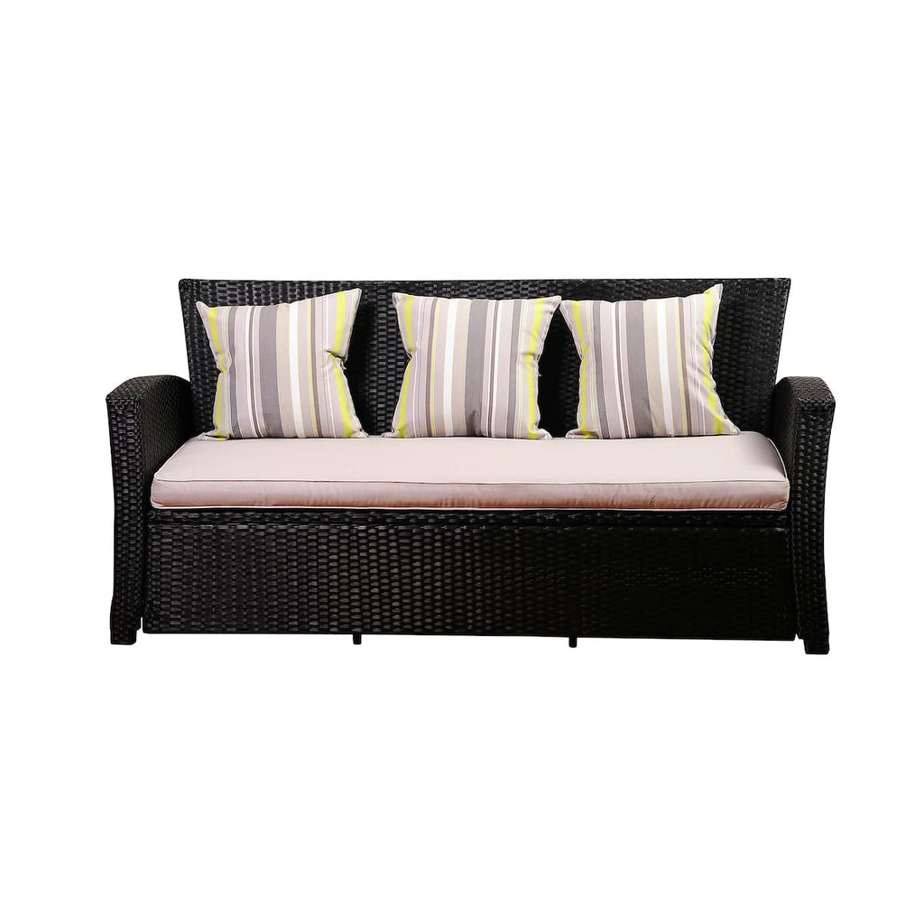 Light Grey Cushions Wicker 1-Piece Patio Sofa L743