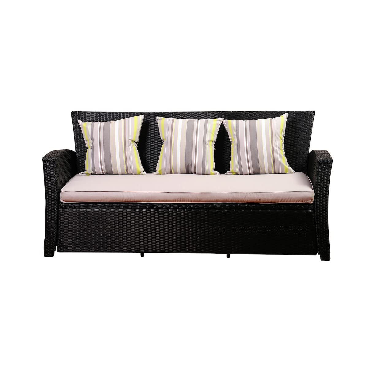 Light Grey Cushions Wicker 1-Piece Patio Sofa L743