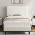 Twin Bed Frame with Adjustable Chenille Upholstered Headboard, Beige F63374