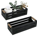 2 Pack Wooden Bathroom Storage Crates with Rope Handles U74975