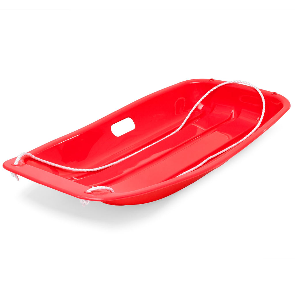 35in Kids Plastic Toboggan Snow Sled with Pull Rope Y60455