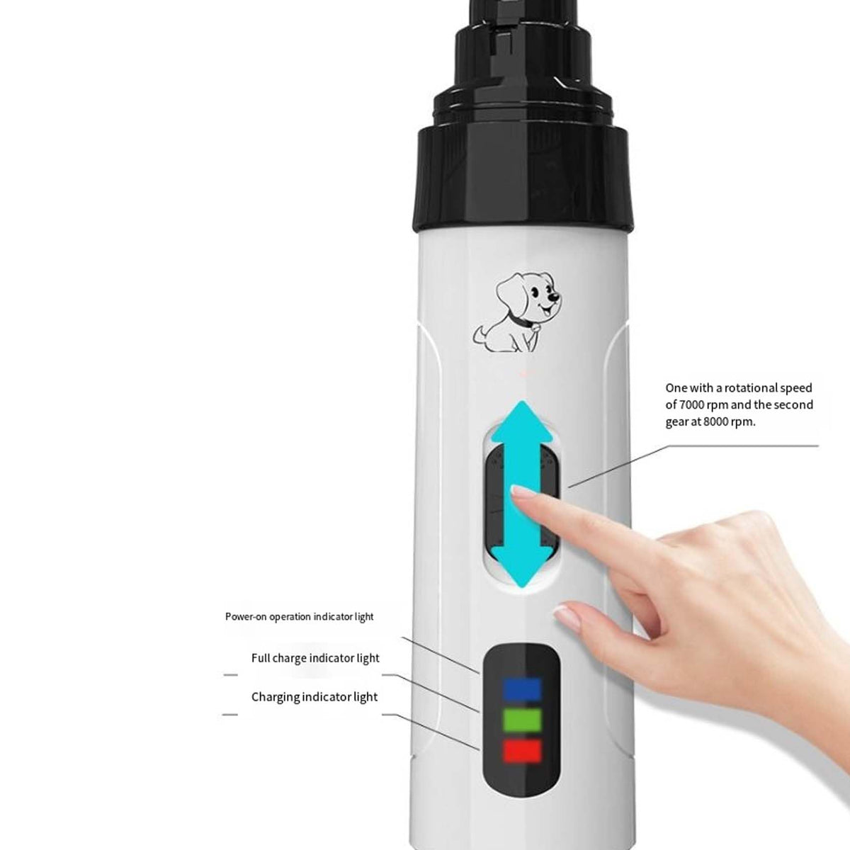 Silent Dog Nail Grinder with LED Light R9477