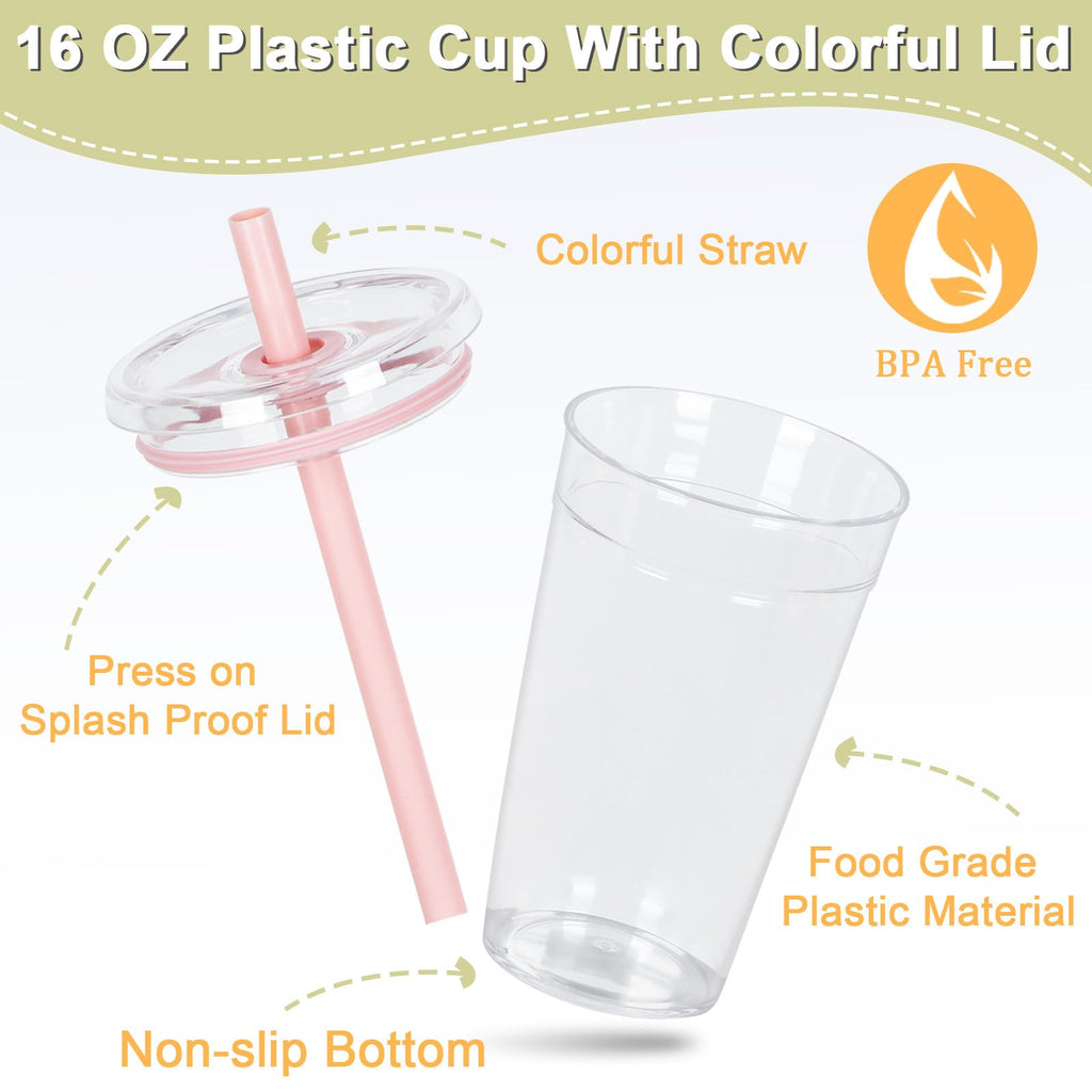 6 Pack 16Oz Acrylic Tumbler with Straw and Lid A538296