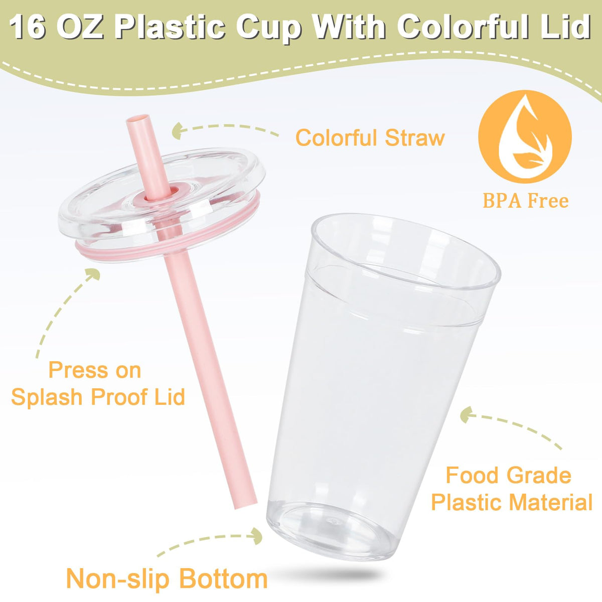 6 Pack 16Oz Acrylic Tumbler with Straw and Lid A538296