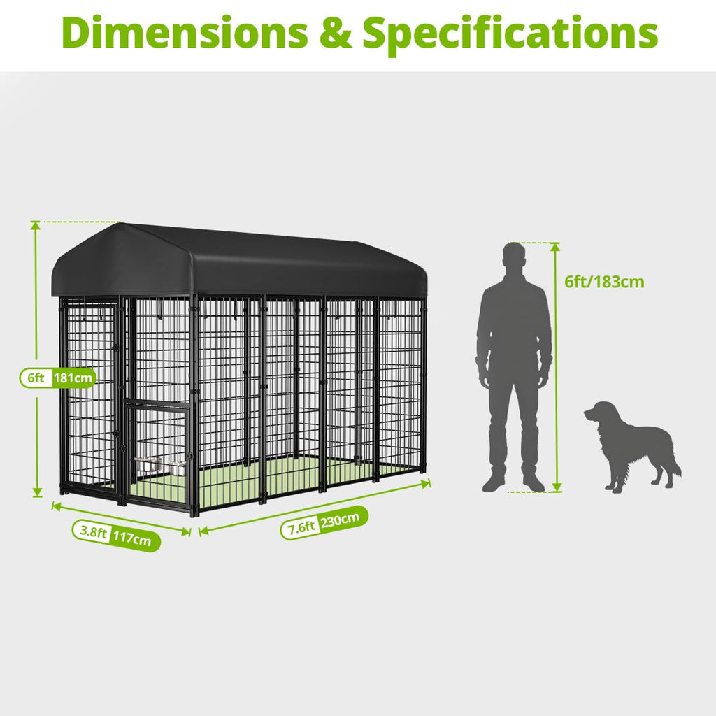 8x4x6ft Outdoor Dog Kennel with Roof J225