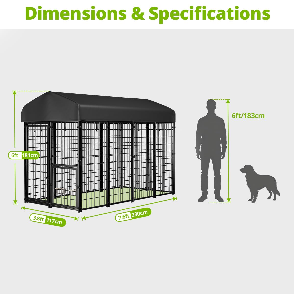 8x4x6ft Outdoor Dog Kennel with Roof J225