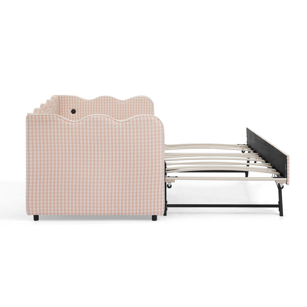 Pink Twin Size Gingham Daybed with Trundle A570