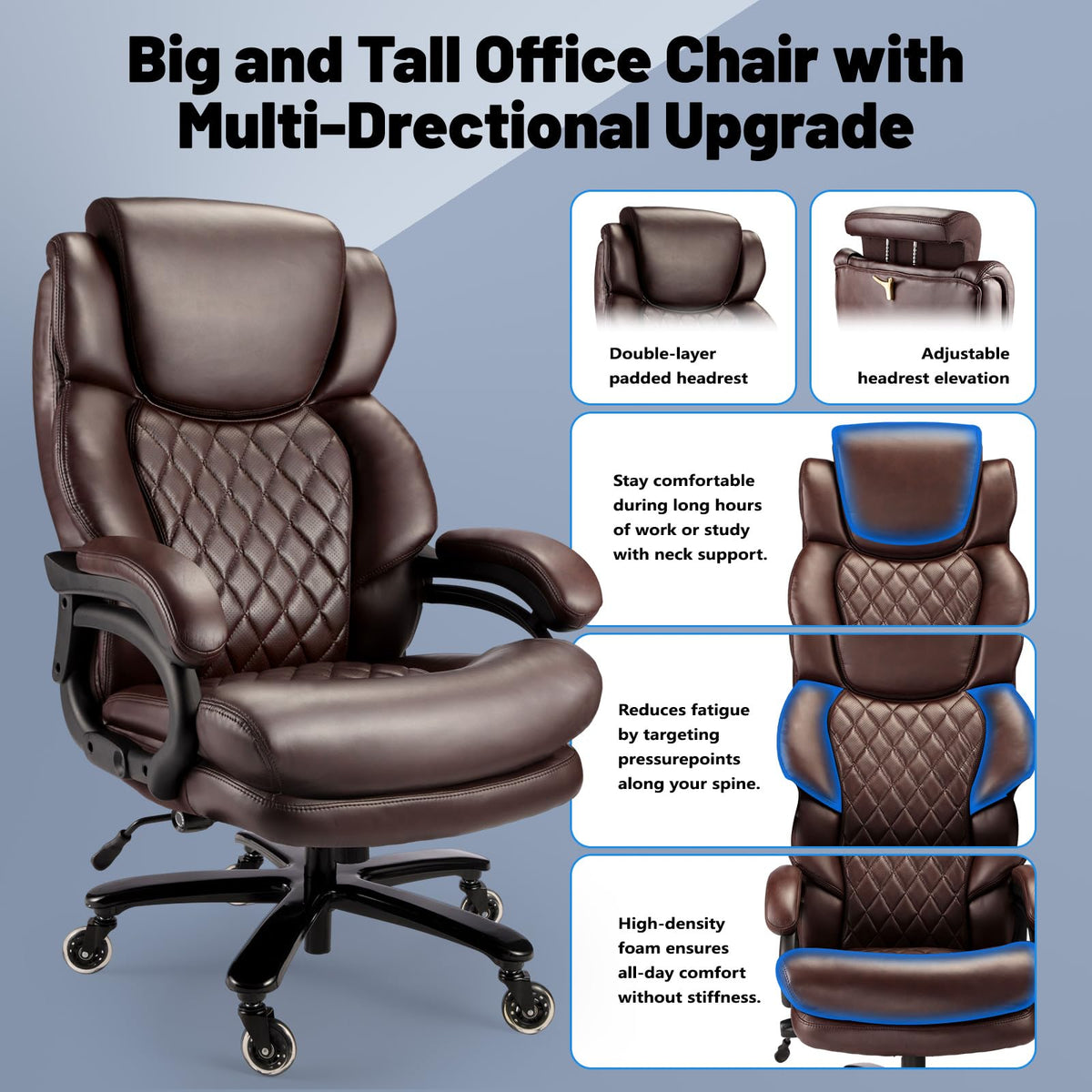 Big and Tall Office Chair with Adjustable Headrest E55746