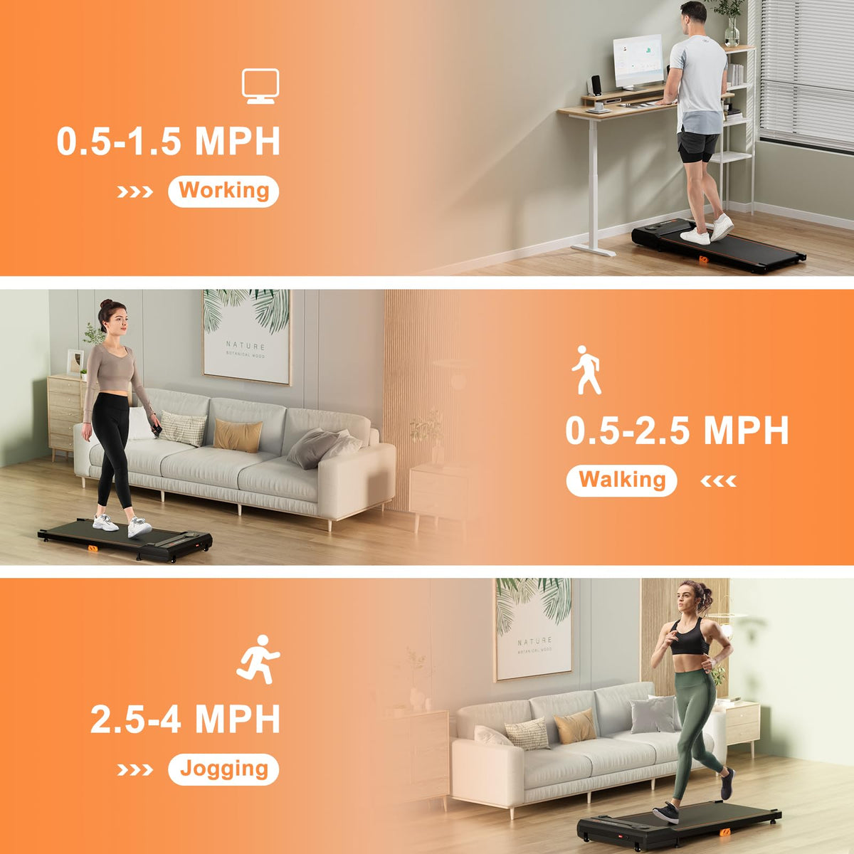 340 LBS Capacity Under Desk Treadmill with Remote Control Q5180
