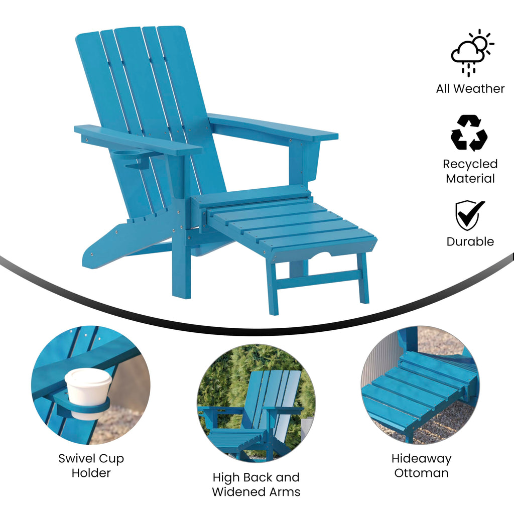 Blue Adirondack Lounge Chair with Ottoman Z10306