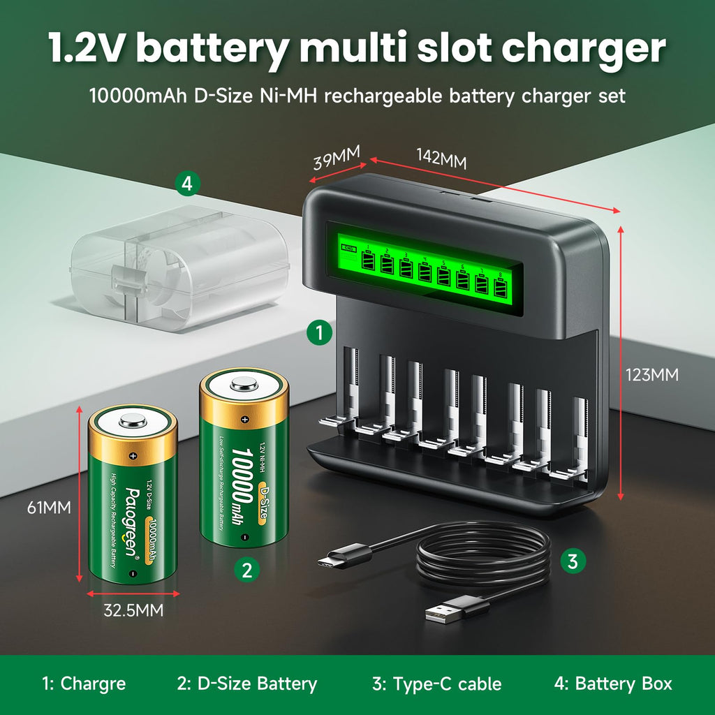 Rechargeable D Batteries with Charger W35350
