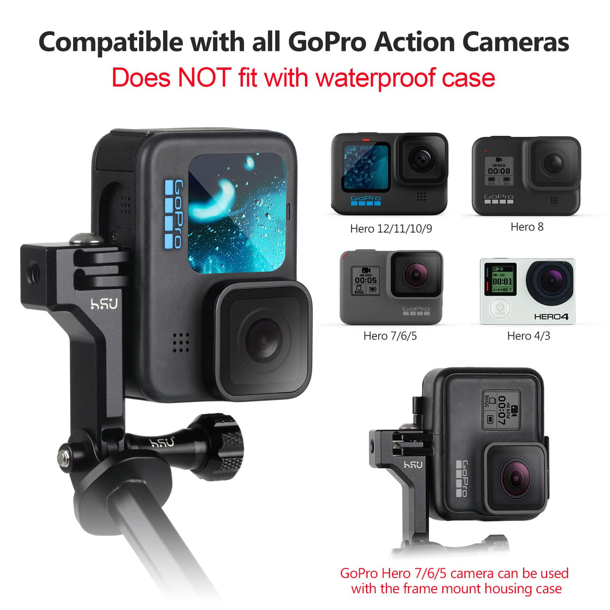 Aluminum Vertical Bracket Adapter with 1/4"- 20 Hole for Action Cameras Y9317
